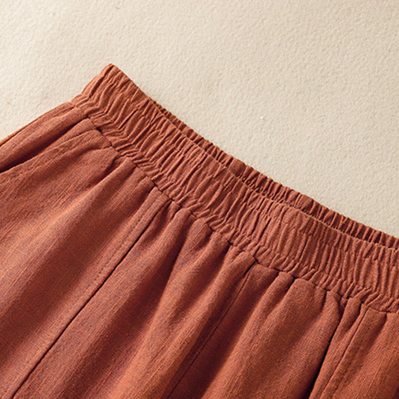 Buddha Stones無地 シンプルデザイン ハイウエスト レディース コットンリネン ハーレムパンツ ポケット付き - image 13