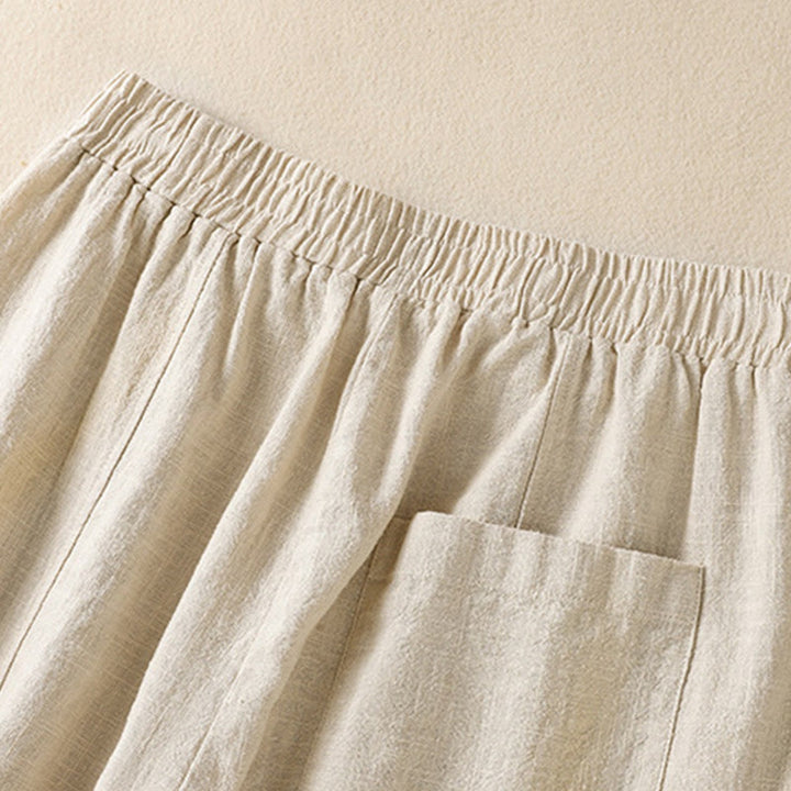 Buddha Stones無地 シンプルデザイン ハイウエスト レディース コットンリネン ハーレムパンツ ポケット付き - image 4