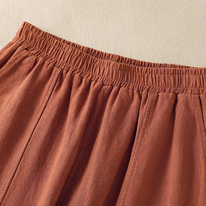 Buddha Stones無地 シンプルデザイン ハイウエスト レディース コットンリネン ハーレムパンツ ポケット付き - image 14