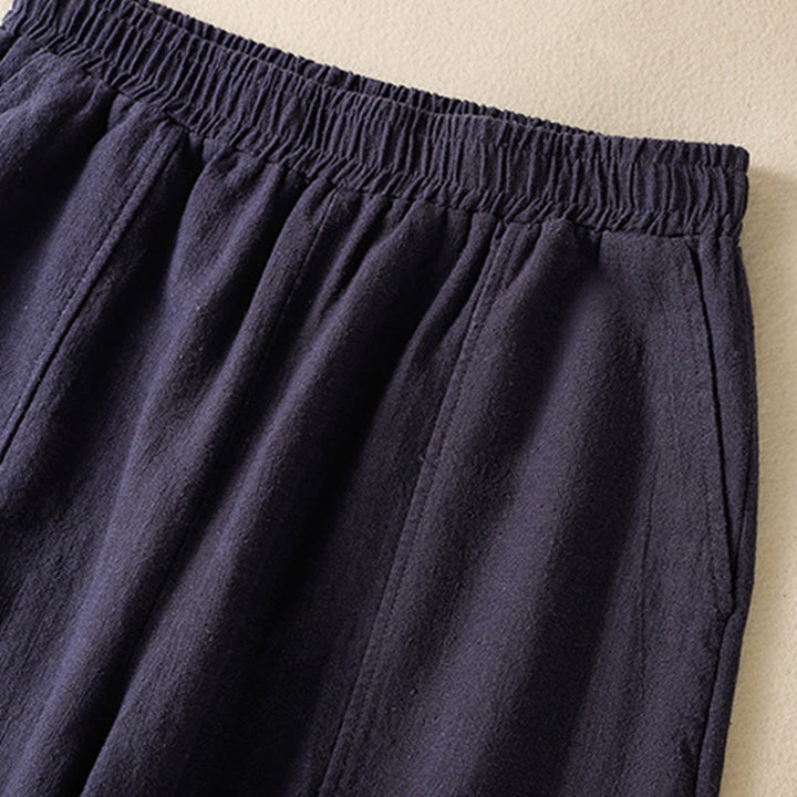 Buddha Stones無地 シンプルデザイン ハイウエスト レディース コットンリネン ハーレムパンツ ポケット付き - image 20