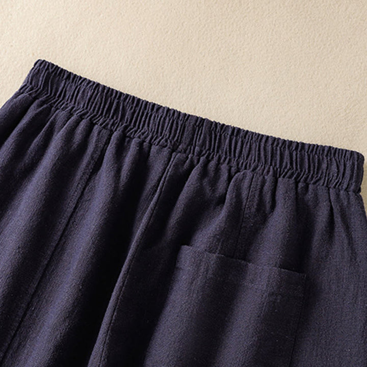 Buddha Stones無地 シンプルデザイン ハイウエスト レディース コットンリネン ハーレムパンツ ポケット付き - image 22