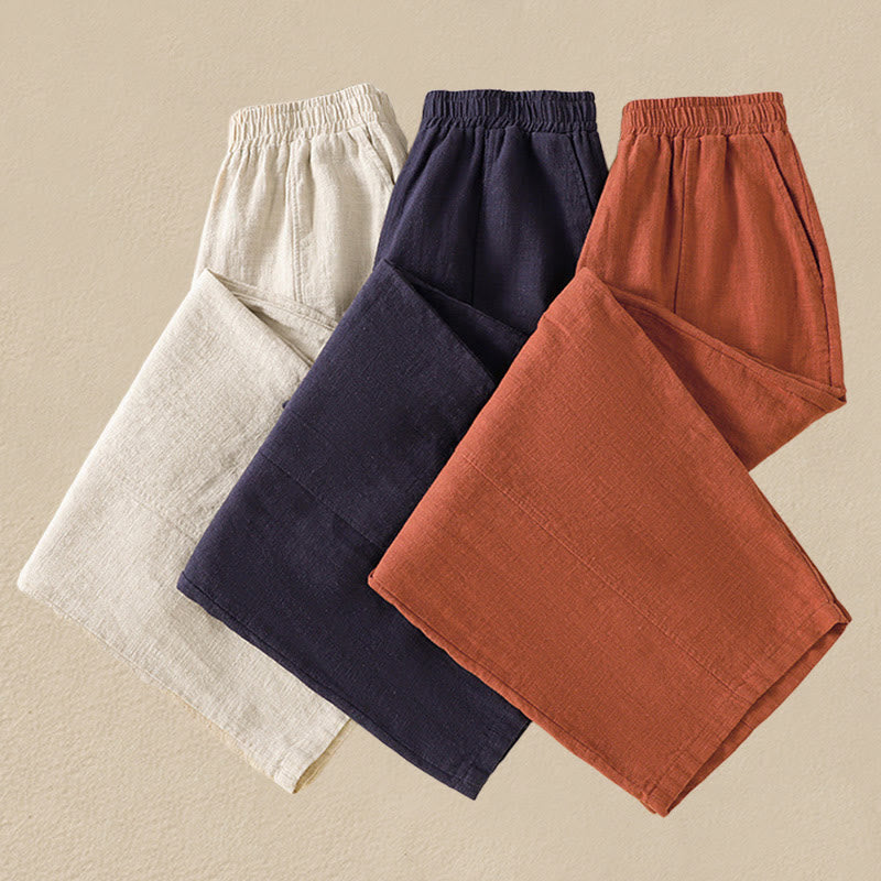 Buddha Stones無地 シンプルデザイン ハイウエスト レディース コットンリネン ハーレムパンツ ポケット付き - image 26