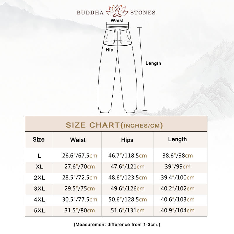 Buddha Stones シンプルなドローストリングデザイン メンズパンツ（ポケット付き） - image 4