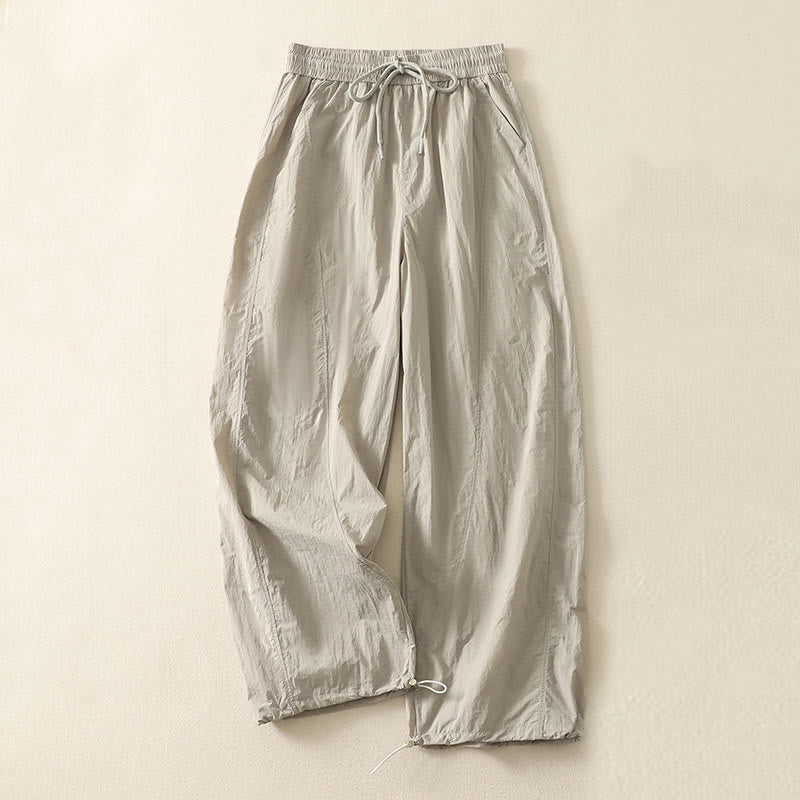 Buddha Stones夏用 ヴィンテージ 無地 ドローストリング カフス レディース パンツ ポケット付き - タン - US8-10，UK/AU12-14，EU40-42 (2XL) - image 0