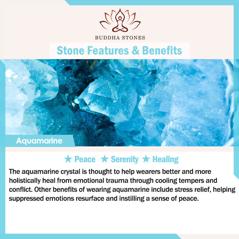 Buddha Stones天然ラビットアクアマリン ホワイトクリスタル ヒーリングブレスレット - image 5