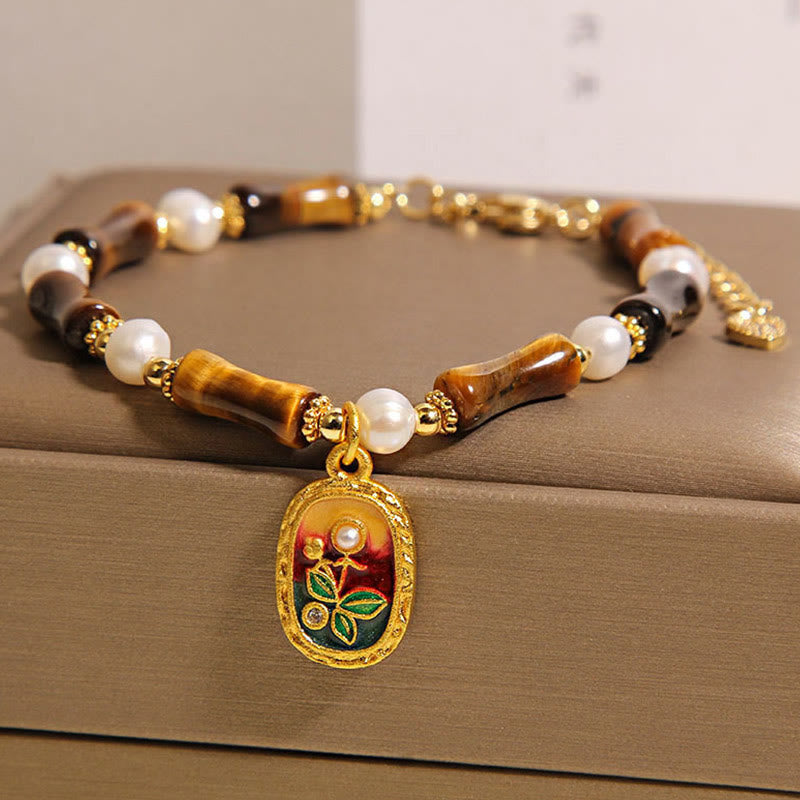 Buddha Stones 天然竹タイガーアイパールの強さブレスレット - image 1