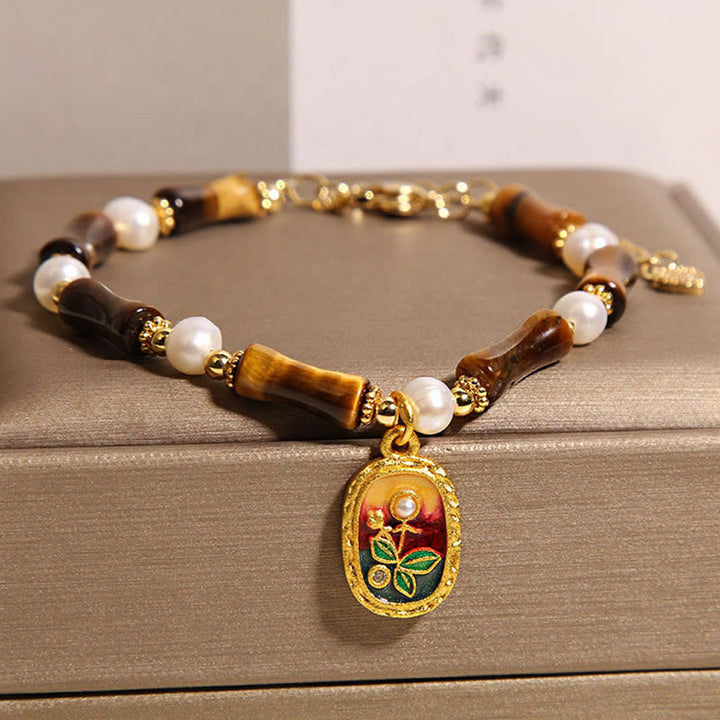 Buddha Stones 天然竹タイガーアイパールの強さブレスレット - image 2