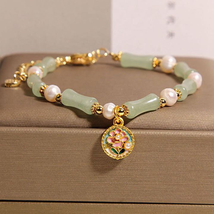 Buddha Stones天然竹花グリーンアベンチュリンパールバランスブレスレット - グリーンアベンチュリン（手首周り：18～22cm） - image 1