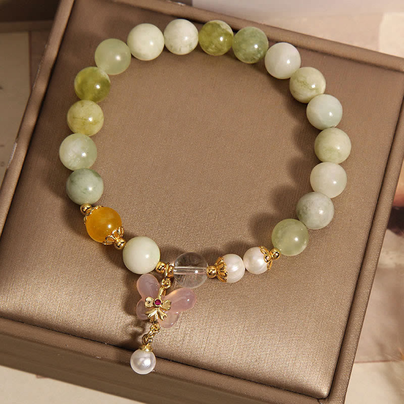 Buddha Stones 天然バタフライサーペンティン翡翠燕元瑪瑙幸運ブレスレット - image 7
