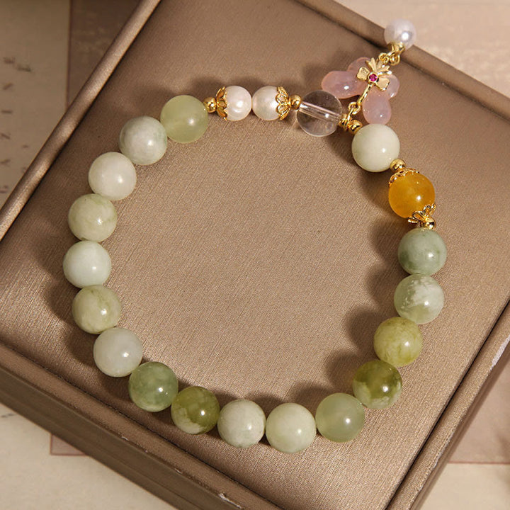 Buddha Stones 天然バタフライサーペンティン翡翠燕元瑪瑙幸運ブレスレット - image 9