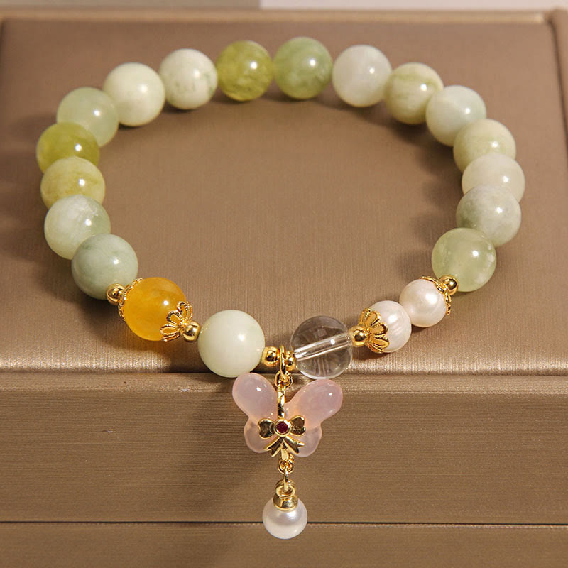 Buddha Stones 天然バタフライサーペンティン翡翠燕元瑪瑙幸運ブレスレット - image 3