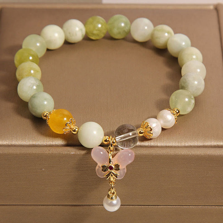 Buddha Stones 天然バタフライサーペンティン翡翠燕元瑪瑙幸運ブレスレット - image 3