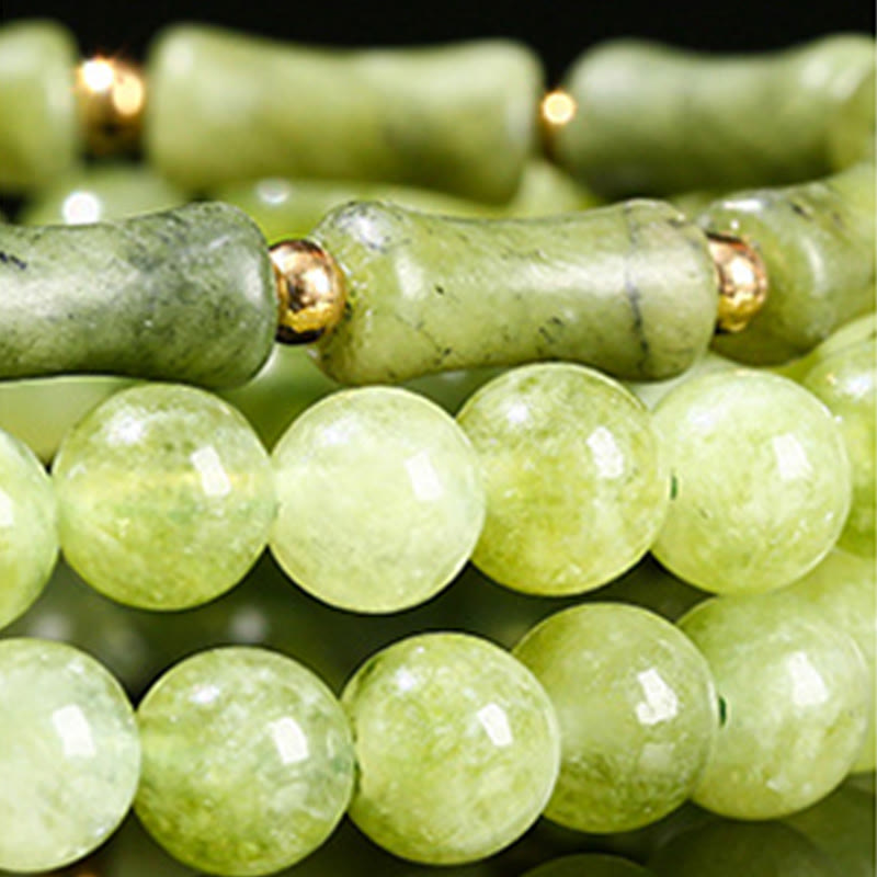 Buddha Stones レトロなマルチレイヤースズラン バンブーグリーンカルセドニー強さブレスレット - image 11