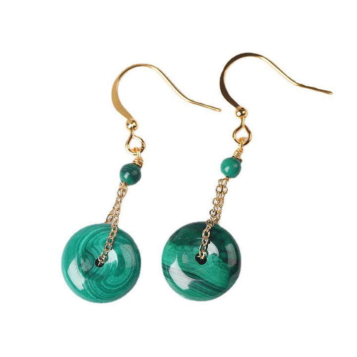 Buddha Stones 天然マラカイトの平和のお守りチャームカームネス イヤリング - image 4