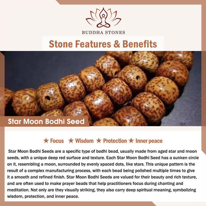 Buddha Stones手磨き 星月菩提樹 象の模様 内なる平和のブレスレット - image 6
