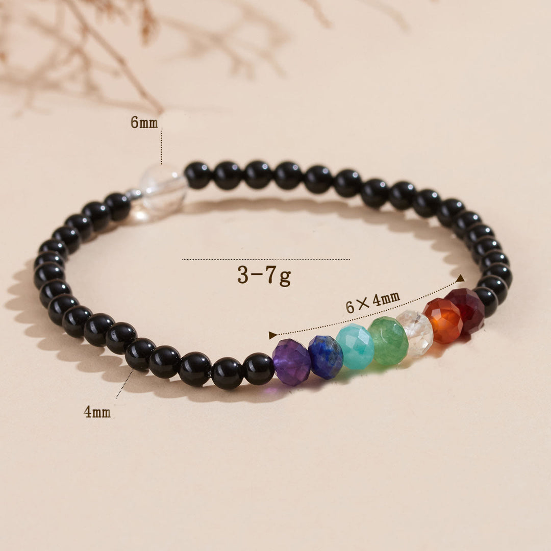 Buddha Stones極細4mmブラックトルマリン カラフルストーンブレスレット - image 5