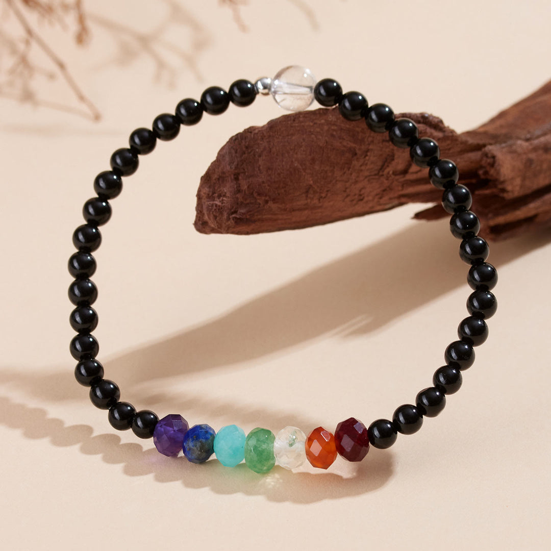 Buddha Stones極細4mmブラックトルマリン カラフルストーンブレスレット - ブラックトルマリン（手首周り：15～16cm） - image 1