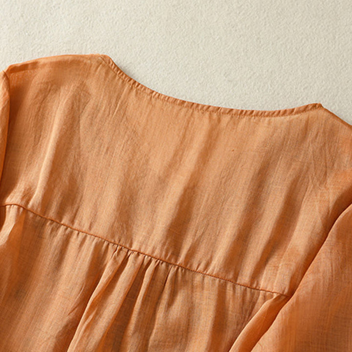Buddha Stones刺繍レースカジュアルレディースコットンリネン半袖Tシャツ - image 5