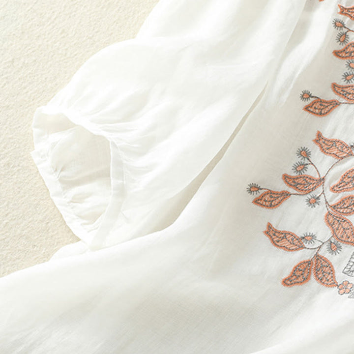 Buddha Stones刺繍レースカジュアルレディースコットンリネン半袖Tシャツ - image 33