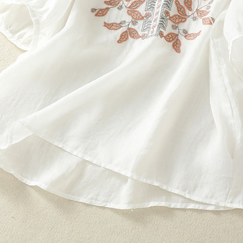 Buddha Stones刺繍レースカジュアルレディースコットンリネン半袖Tシャツ - image 33