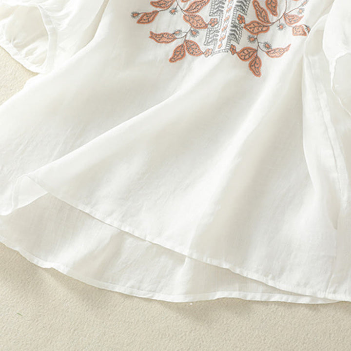 Buddha Stones刺繍レースカジュアルレディースコットンリネン半袖Tシャツ - image 33