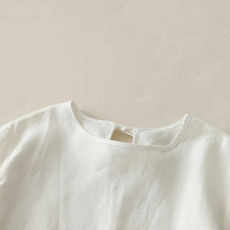Buddha Stonesカジュアル 無地 フリルヘム クルーネック タイ レディース ポリエステル Tシャツ - image 10