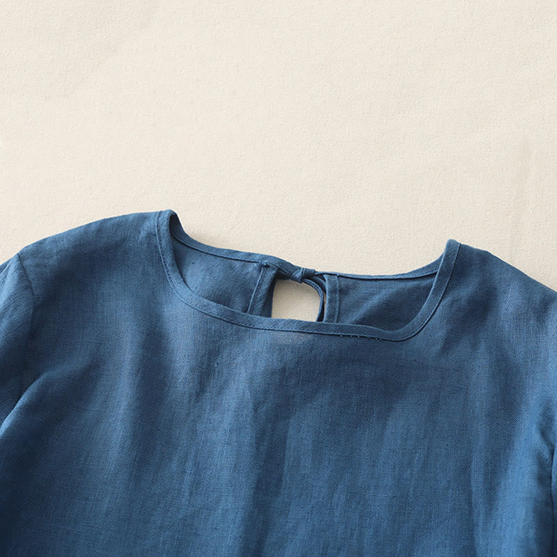 Buddha Stonesカジュアル 無地 フリルヘム クルーネック タイ レディース ポリエステル Tシャツ - image 16