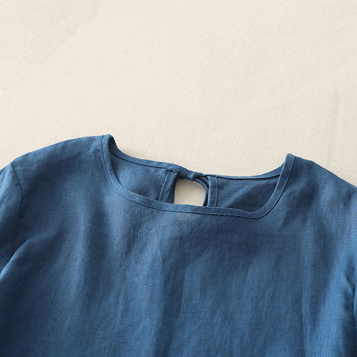 Buddha Stonesカジュアル 無地 フリルヘム クルーネック タイ レディース ポリエステル Tシャツ - image 16