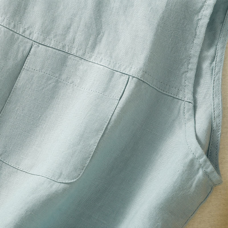 Buddha Stonesシンプル クルーネック ボタンデザイン レディース コットン ノースリーブ ベスト - image 13