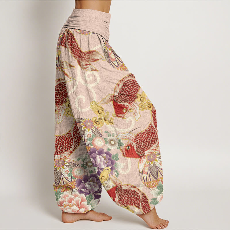 Buddha Stonesカジュアル 花柄 鯉柄 レディース 伸縮性ウエスト ハーレムパンツ - image 2