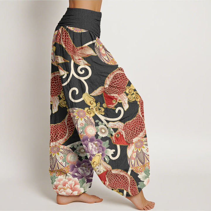 Buddha Stonesカジュアル 花柄 鯉柄 レディース 伸縮性ウエスト ハーレムパンツ - image 6