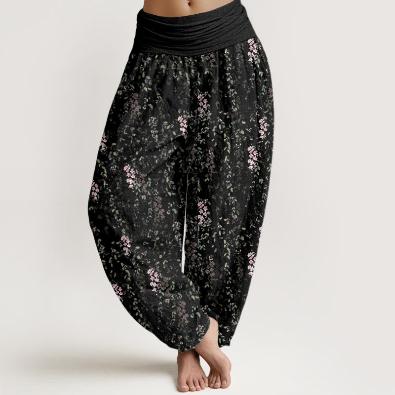 Buddha Stonesカジュアル 小さな花柄 レディース 伸縮性ウエスト ハーレムパンツ - 黒 - US22、 UK/AU26、 EU54 (6XL) - image 8