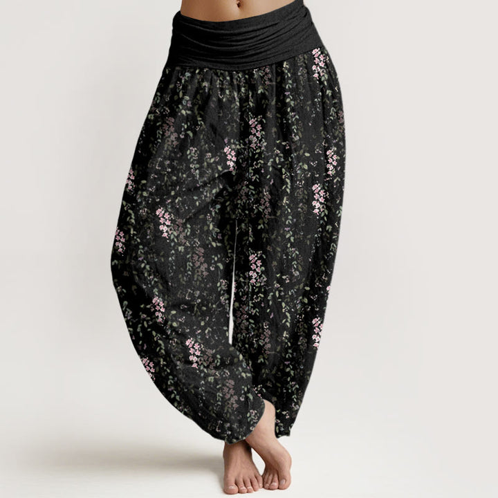 Buddha Stonesカジュアル 小さな花柄 レディース 伸縮性ウエスト ハーレムパンツ - 黒 - US22、 UK/AU26、 EU54 (6XL) - image 8