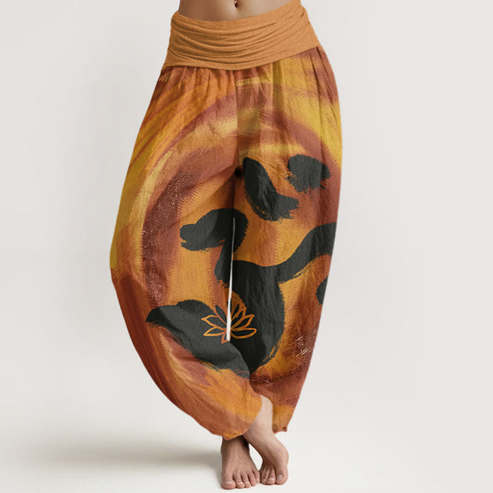 Buddha StonesOMシンボル 蓮の花柄 レディース 伸縮性ウエスト ハーレムパンツ - ペルー - US22、 UK/AU26、 EU54 (6XL) - image 5