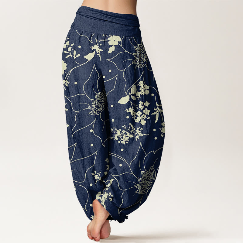 Buddha Stonesベージュ 大きな花びら 花柄 レディース 伸縮性ウエスト ハーレムパンツ - image 2