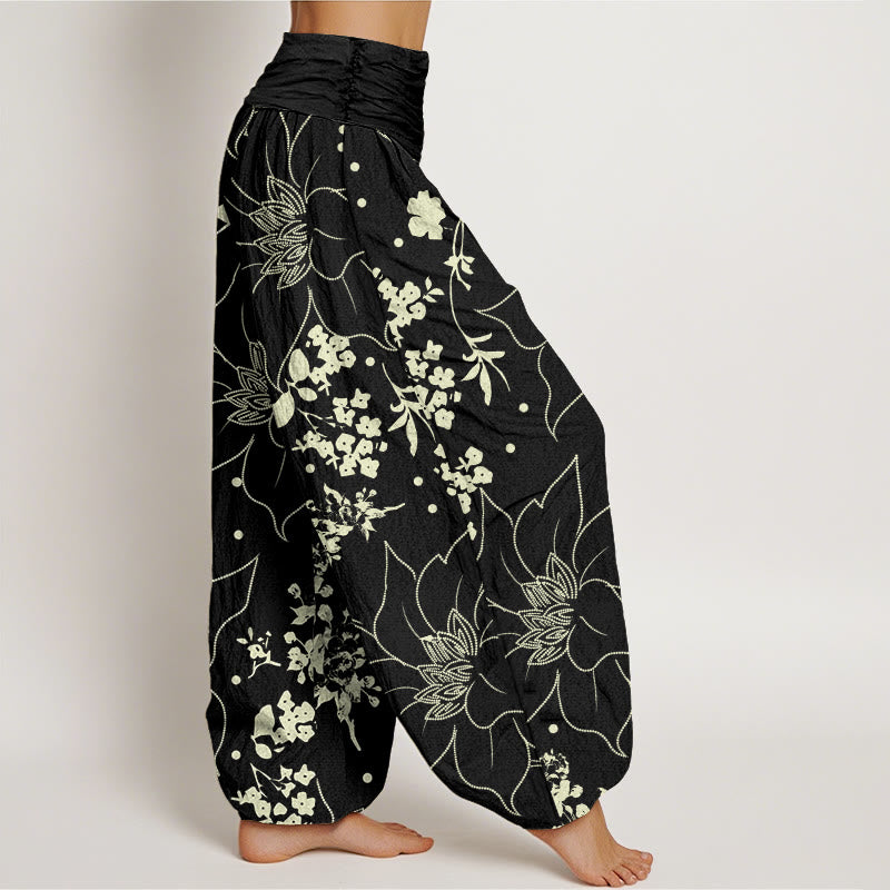 Buddha Stonesベージュ 大きな花びら 花柄 レディース 伸縮性ウエスト ハーレムパンツ - image 7