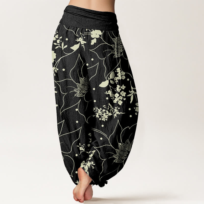 Buddha Stonesベージュ 大きな花びら 花柄 レディース 伸縮性ウエスト ハーレムパンツ - image 6