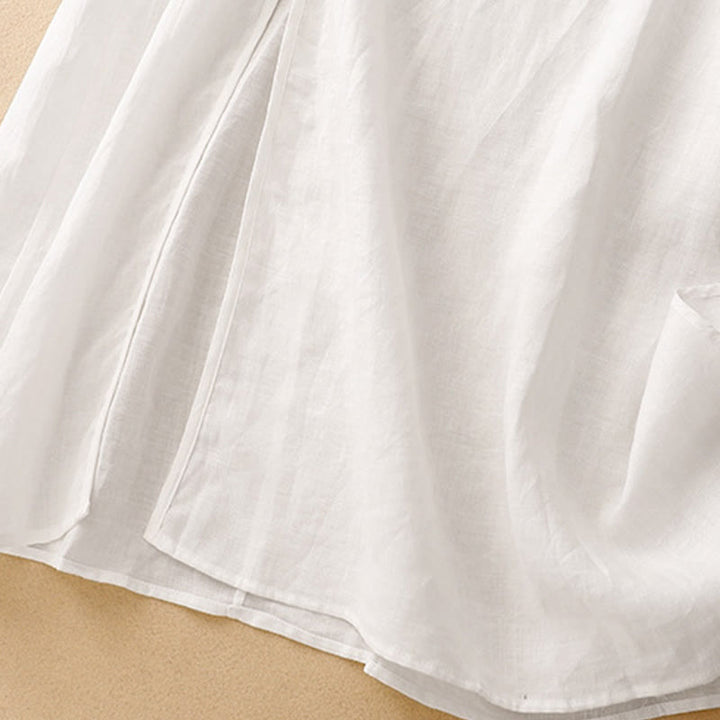 Buddha Stonesサマー Vネック フロッグボタン 半袖 コットンリネン レディース ミディドレス - image 17