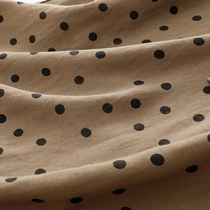 Buddha Stonesサマー ドット柄 Vネック レースアップ コットンリネン レディース ミディドレス ポケット付き - image 7