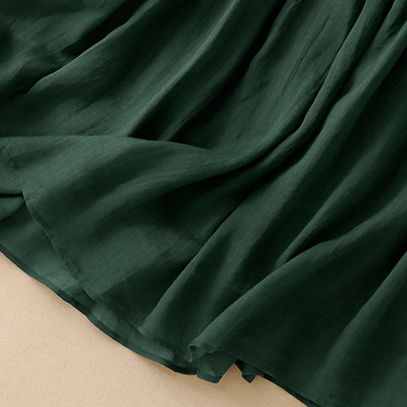 Buddha Stones夏 無地 伸縮性ウエスト ドローストリング レディース スカート - image 8