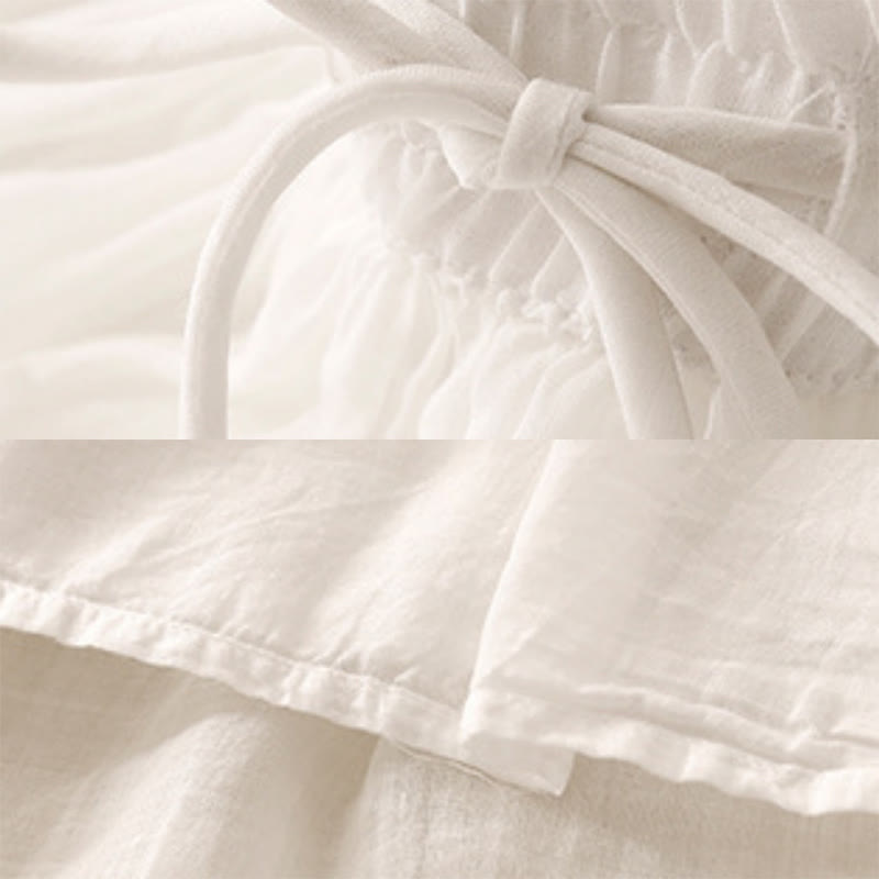 Buddha Stones夏 無地 伸縮性ウエスト ドローストリング レディース スカート - image 3