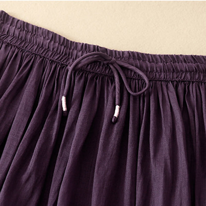 Buddha Stones夏 無地 伸縮性ウエスト ドローストリング レディース スカート - image 10