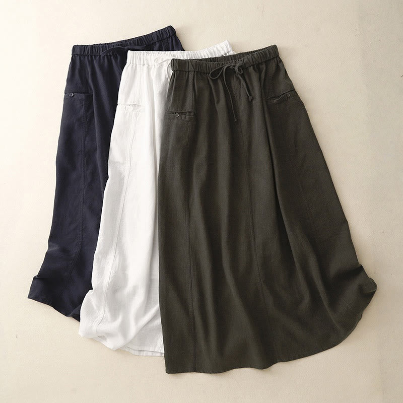 Buddha Stonesドローストリング Aライン ゴムウエスト コットン レディース スカート - image 1