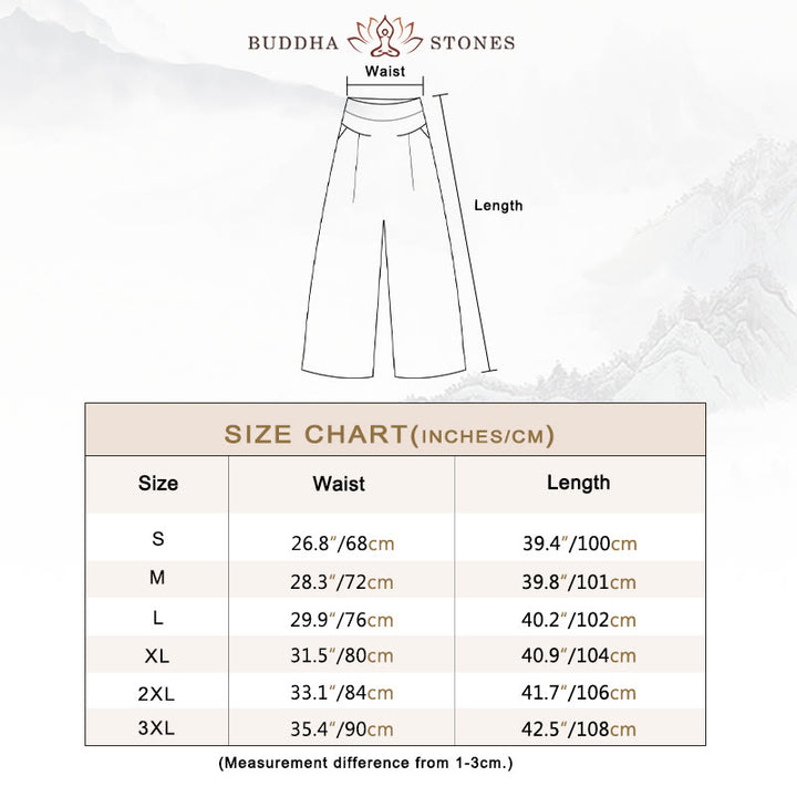 Buddha Stones 綿麻ワイドパンツ ハイウエスト 無地 ポケット付き ゆったり涼しい - image 4