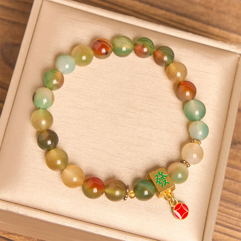 Buddha Stones天然孔雀瑪瑙コイン勇気ブレスレット