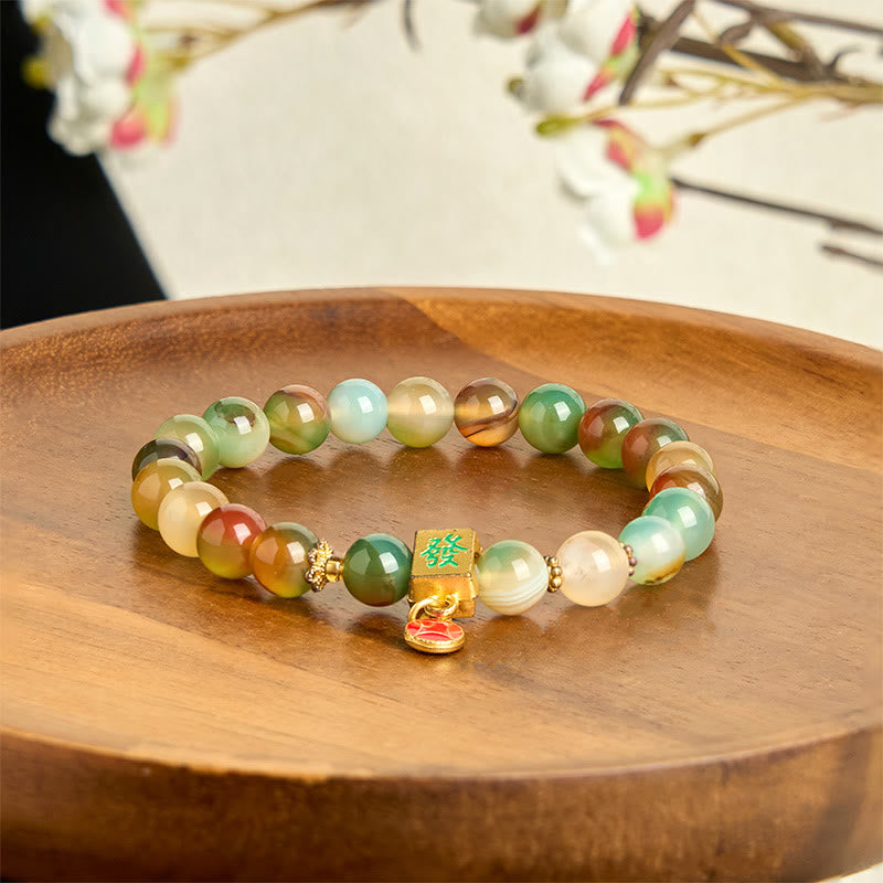 Buddha Stones天然孔雀瑪瑙コイン勇気ブレスレット