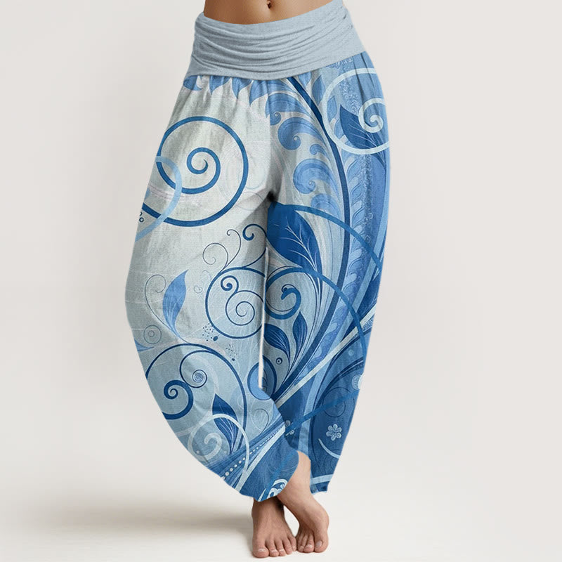 Buddha Stonesカジュアル バイニング フローラル柄 レディース ハーレムパンツ - スカイブルー - US22、 UK/AU26、 EU54 (6XL) - image 5