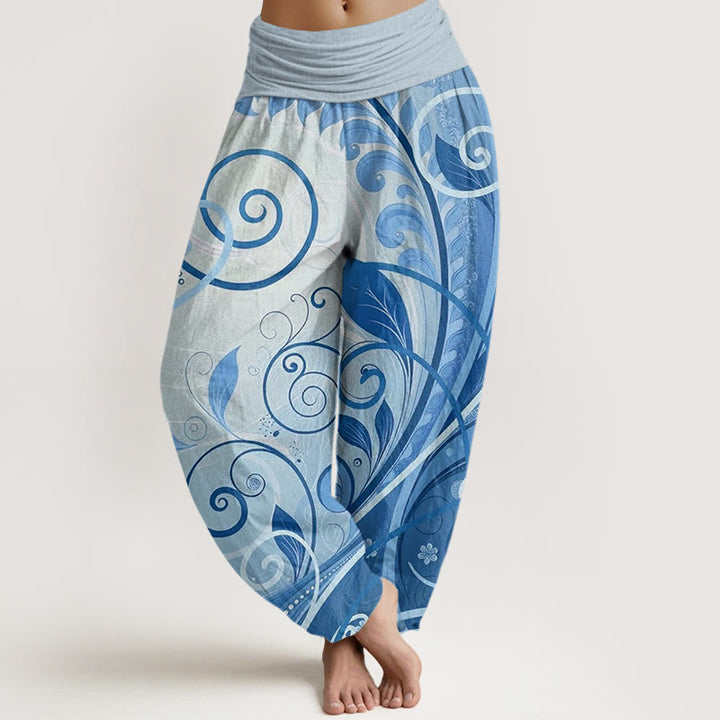 Buddha Stonesカジュアル バイニング フローラル柄 レディース ハーレムパンツ - スカイブルー - US22、 UK/AU26、 EU54 (6XL) - image 5