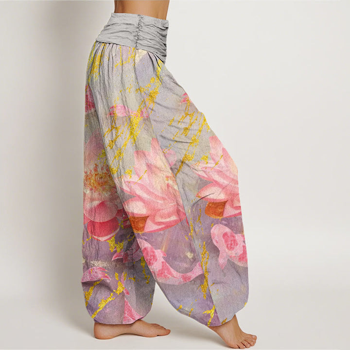 Buddha Stonesカジュアル 蓮の花鯉柄 レディース ハーレムパンツ - image 3