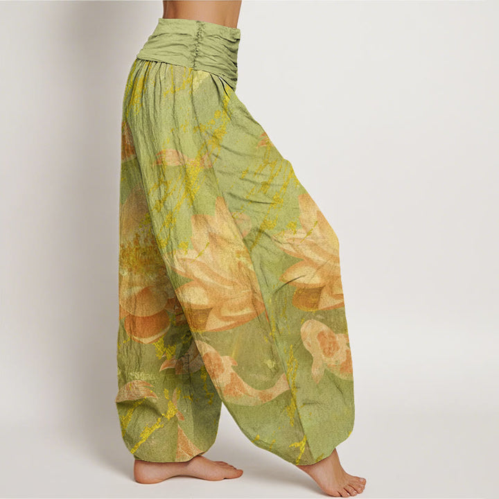 Buddha Stonesカジュアル 蓮の花鯉柄 レディース ハーレムパンツ - image 10